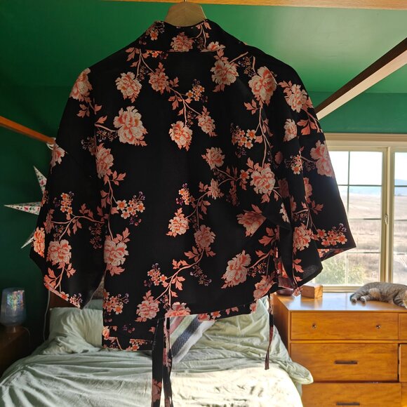 Cotton On Black Floral Wrap Kimono Blouse – Size S - Picture 4 of 4